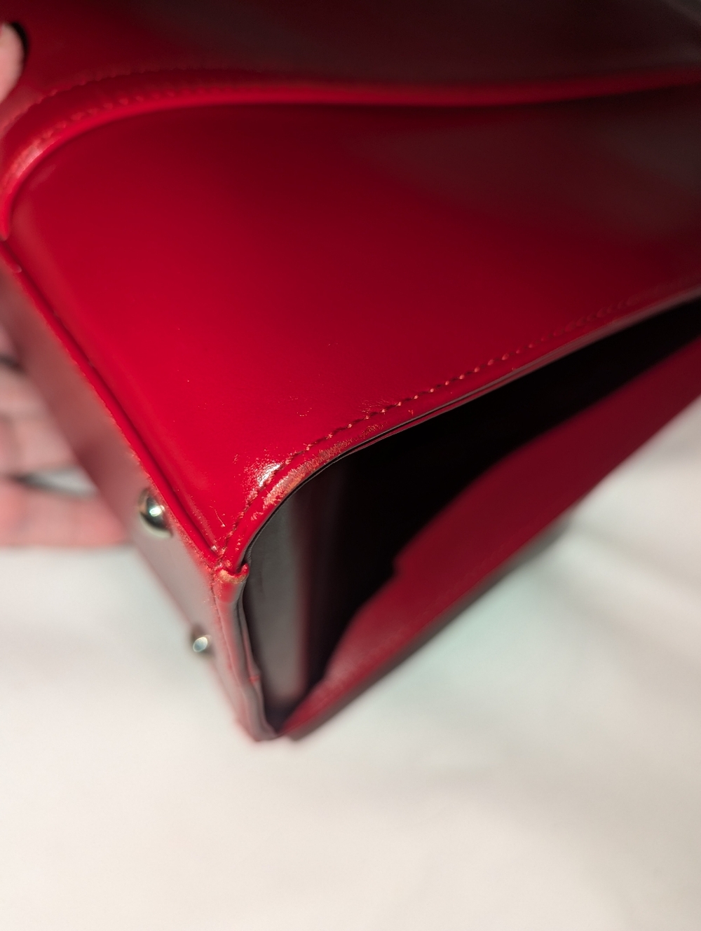 Vintage T Anthony LTD Italy Red Leather Structured Tote Bag - Picture 12 of 12